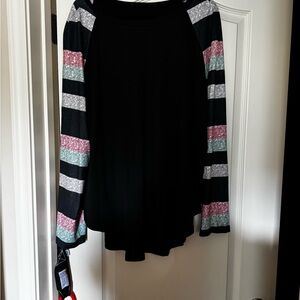 Striped Sleeve Black Top